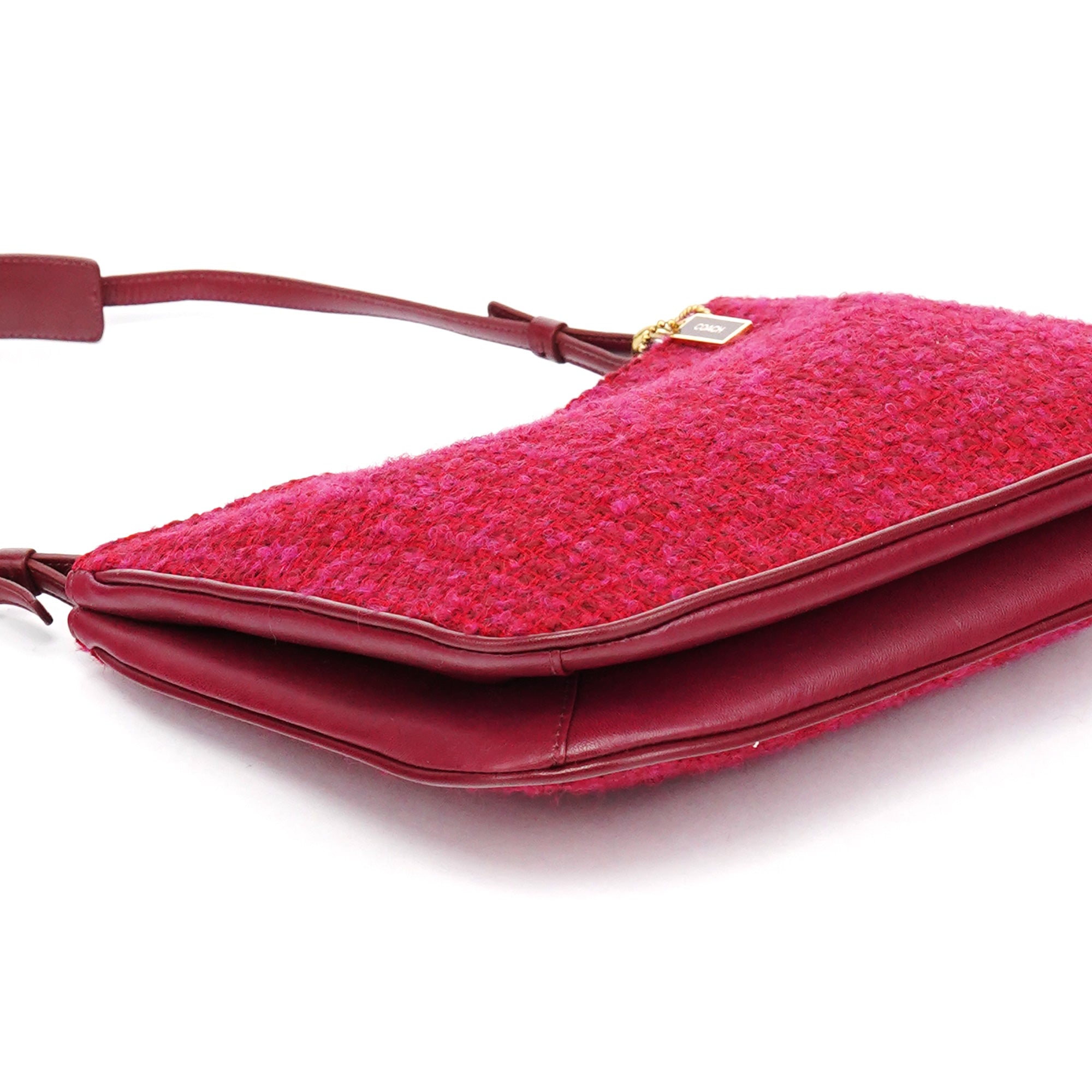Coach Pink Tweed Leather Shoulder Bag
