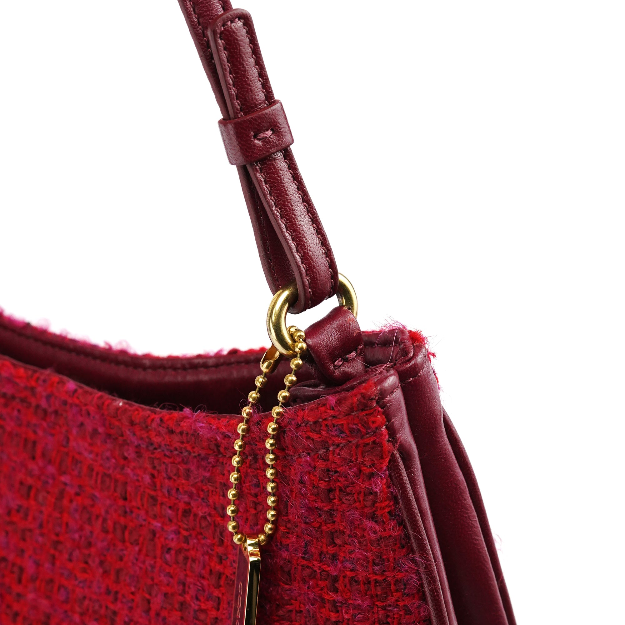 Coach Pink Tweed Leather Shoulder Bag
