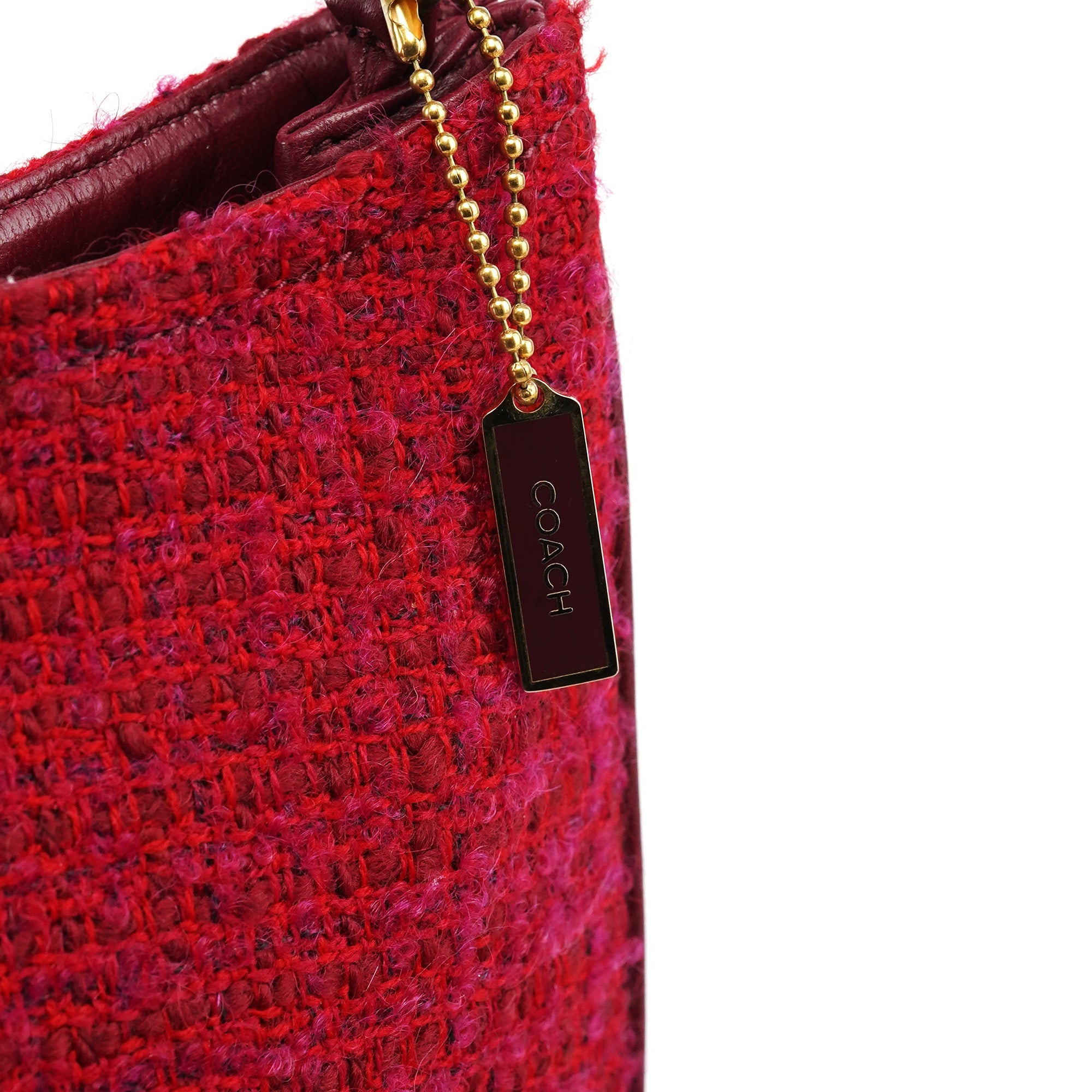 Coach Pink Tweed Leather Shoulder Bag