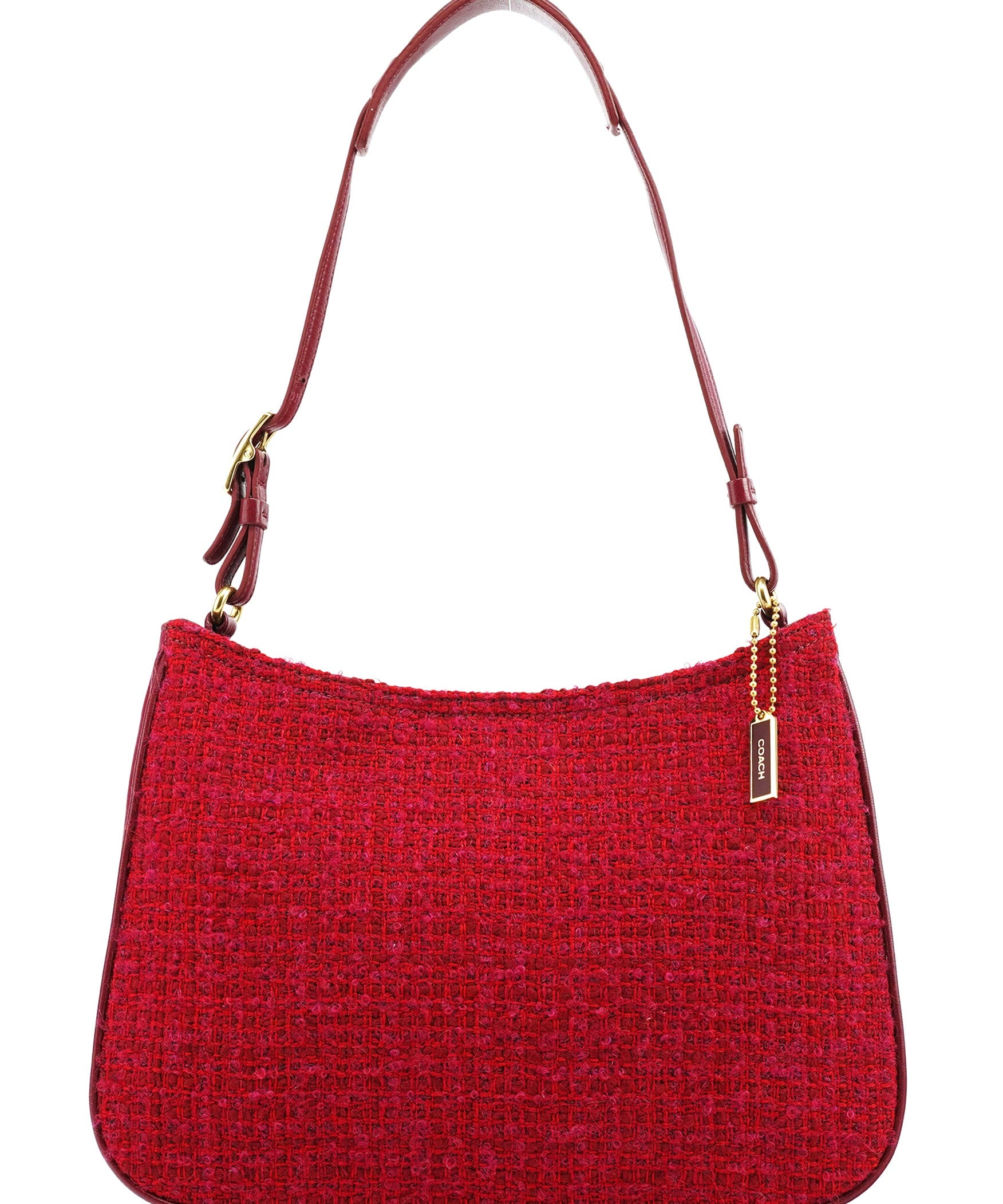 Coach Pink Tweed Leather Shoulder Bag