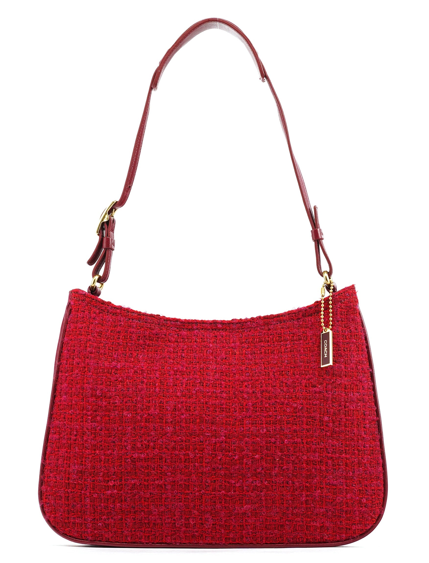 Coach Pink Tweed Leather Shoulder Bag