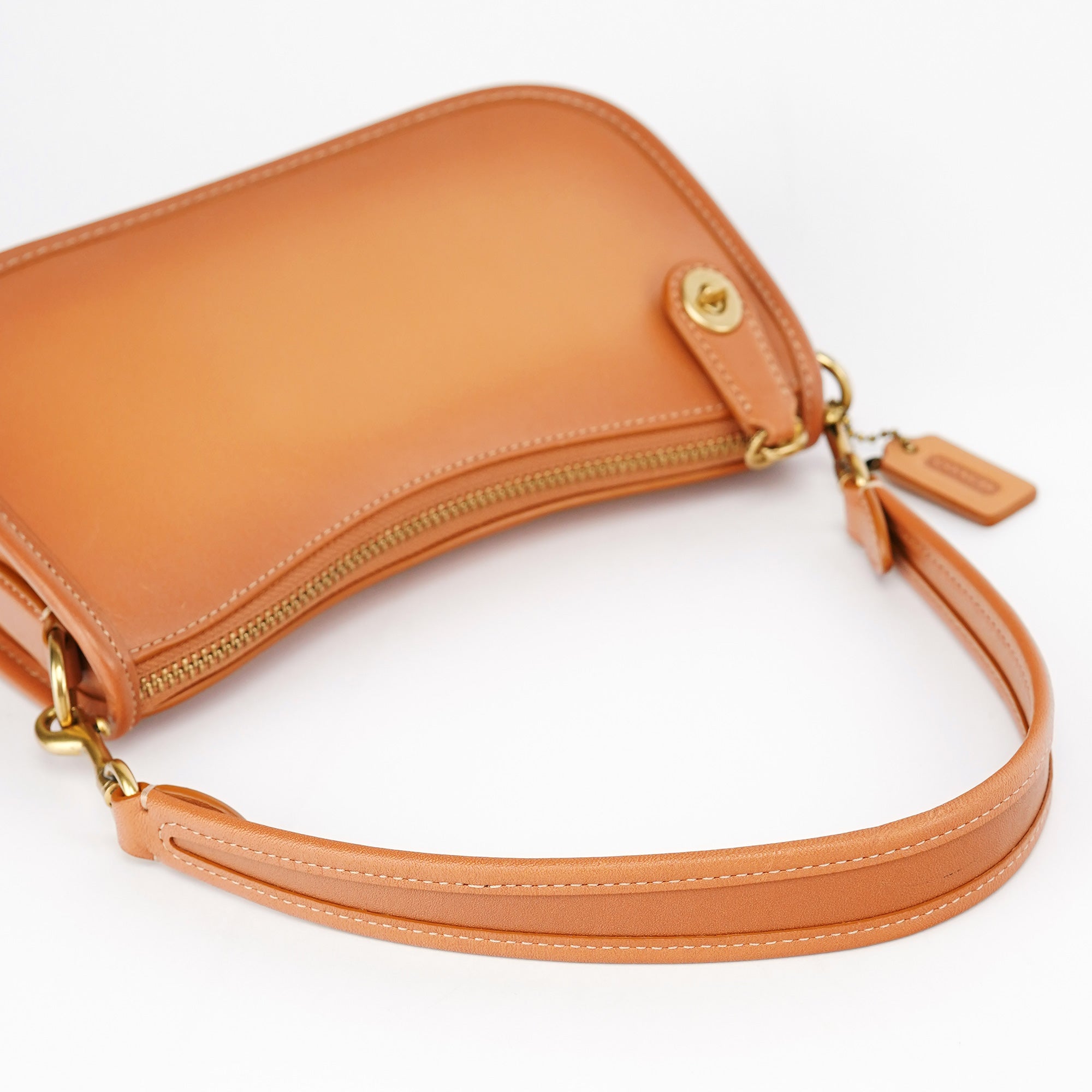 Coach Tan Leather Turnlock Shoulder Bag