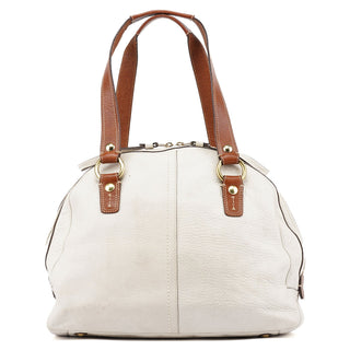 Coach White Brown Leather Soho Tote Bag