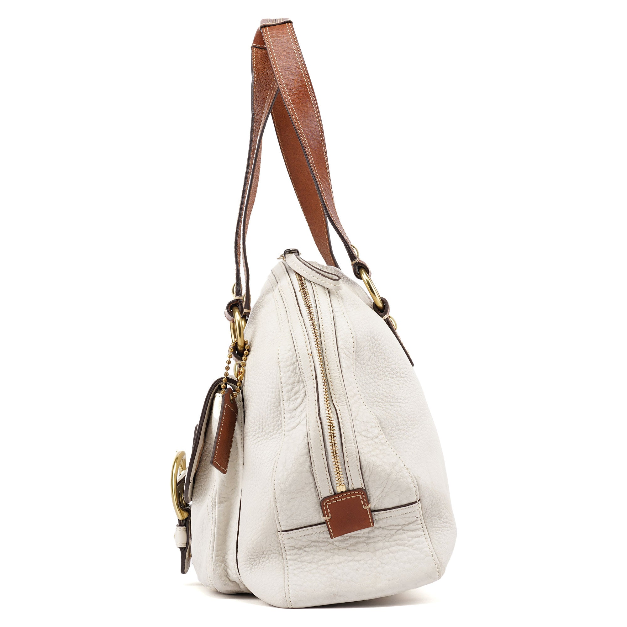 Coach White Brown Leather Soho Tote Bag