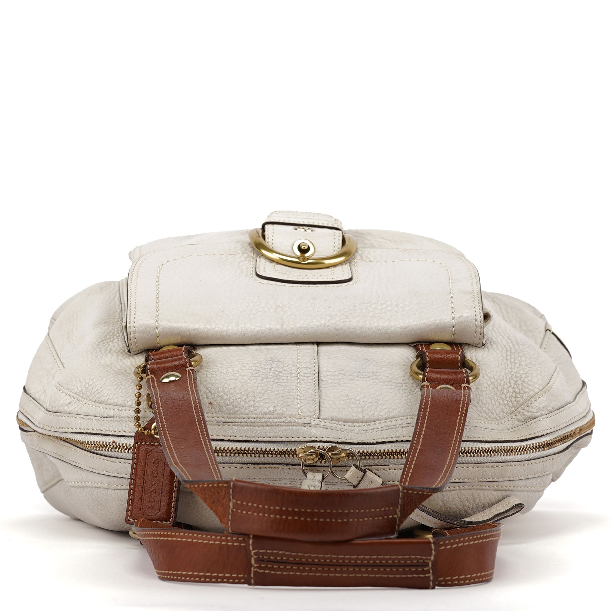 Coach White Brown Leather Soho Tote Bag
