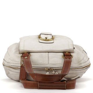 Coach White Brown Leather Soho Tote Bag