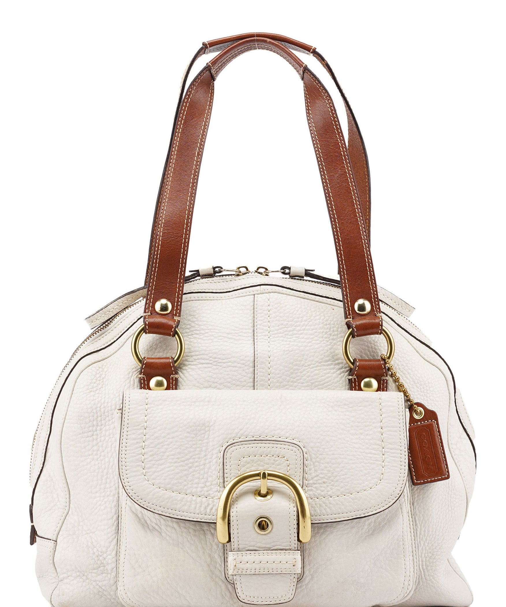 Coach White Brown Leather Soho Tote Bag