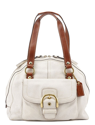 Coach White Brown Leather Soho Tote Bag