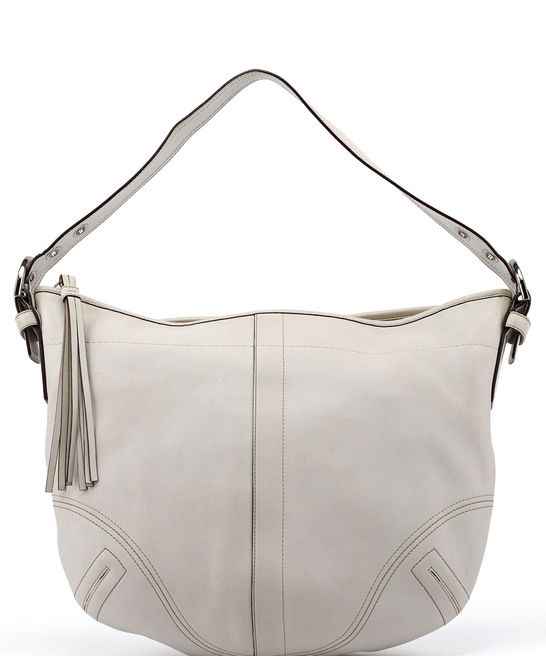 Coach White Leather Crescent Hobo Shoulder Bag