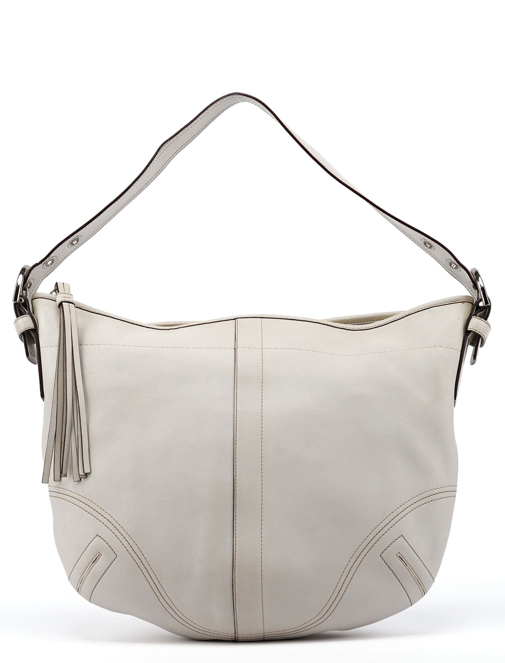 Coach White Leather Crescent Hobo Shoulder Bag