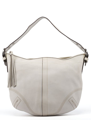 Coach White Leather Crescent Hobo Shoulder Bag