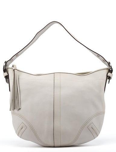 Coach White Leather Crescent Hobo Shoulder Bag