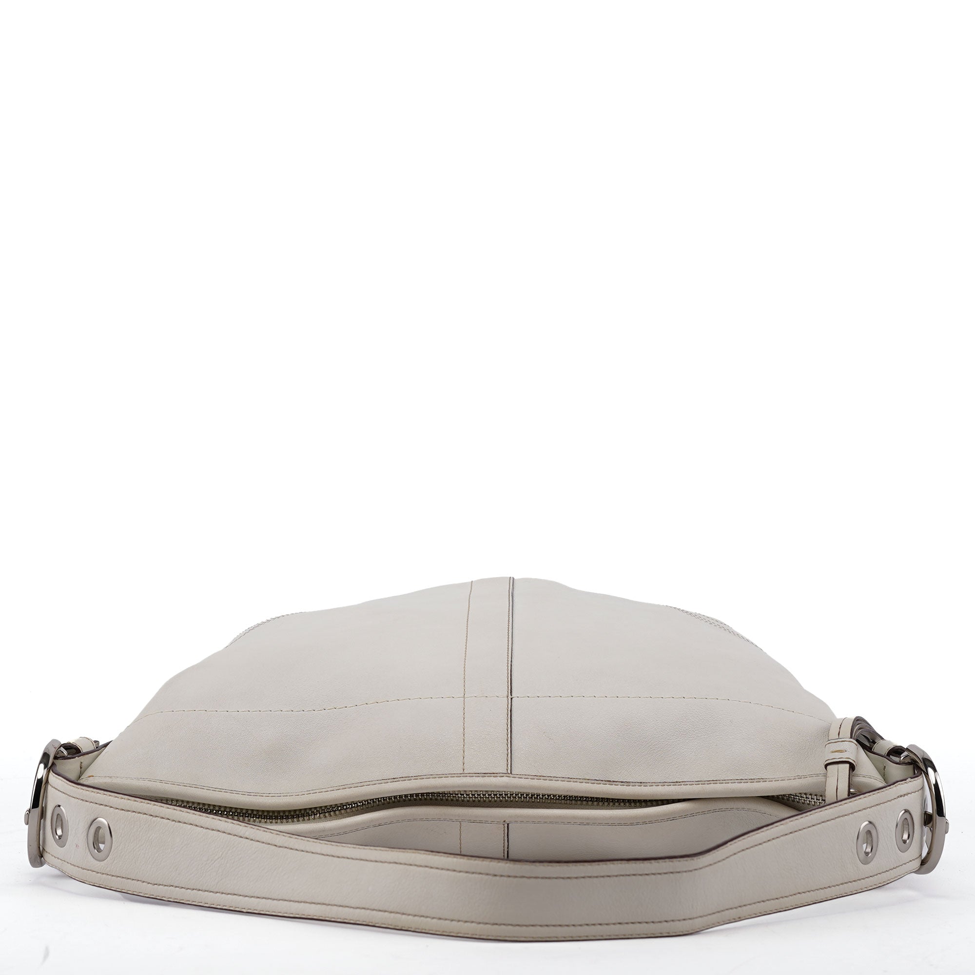Coach White Leather Crescent Hobo Shoulder Bag