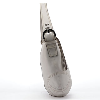 Coach White Leather Crescent Hobo Shoulder Bag