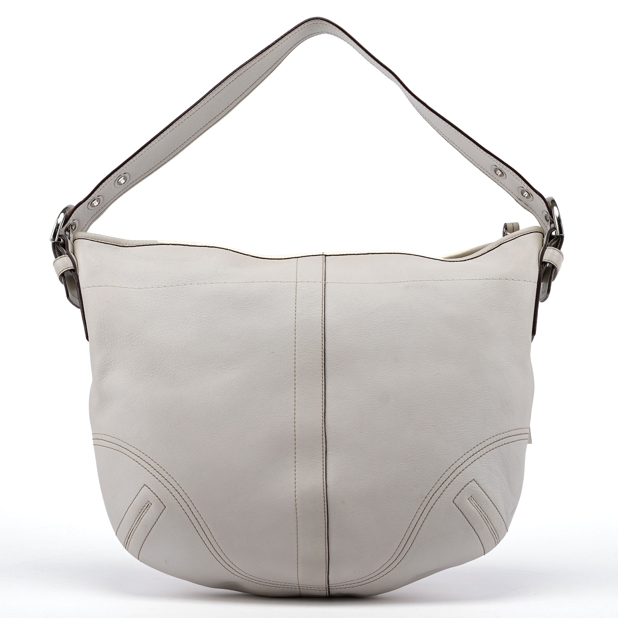 Coach White Leather Crescent Hobo Shoulder Bag