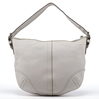 Coach White Leather Crescent Hobo Shoulder Bag