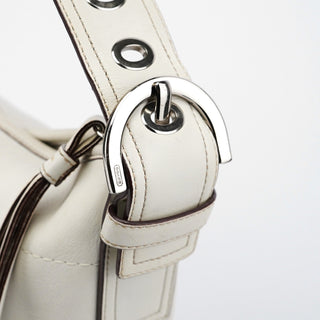 Coach White Leather Crescent Hobo Shoulder Bag