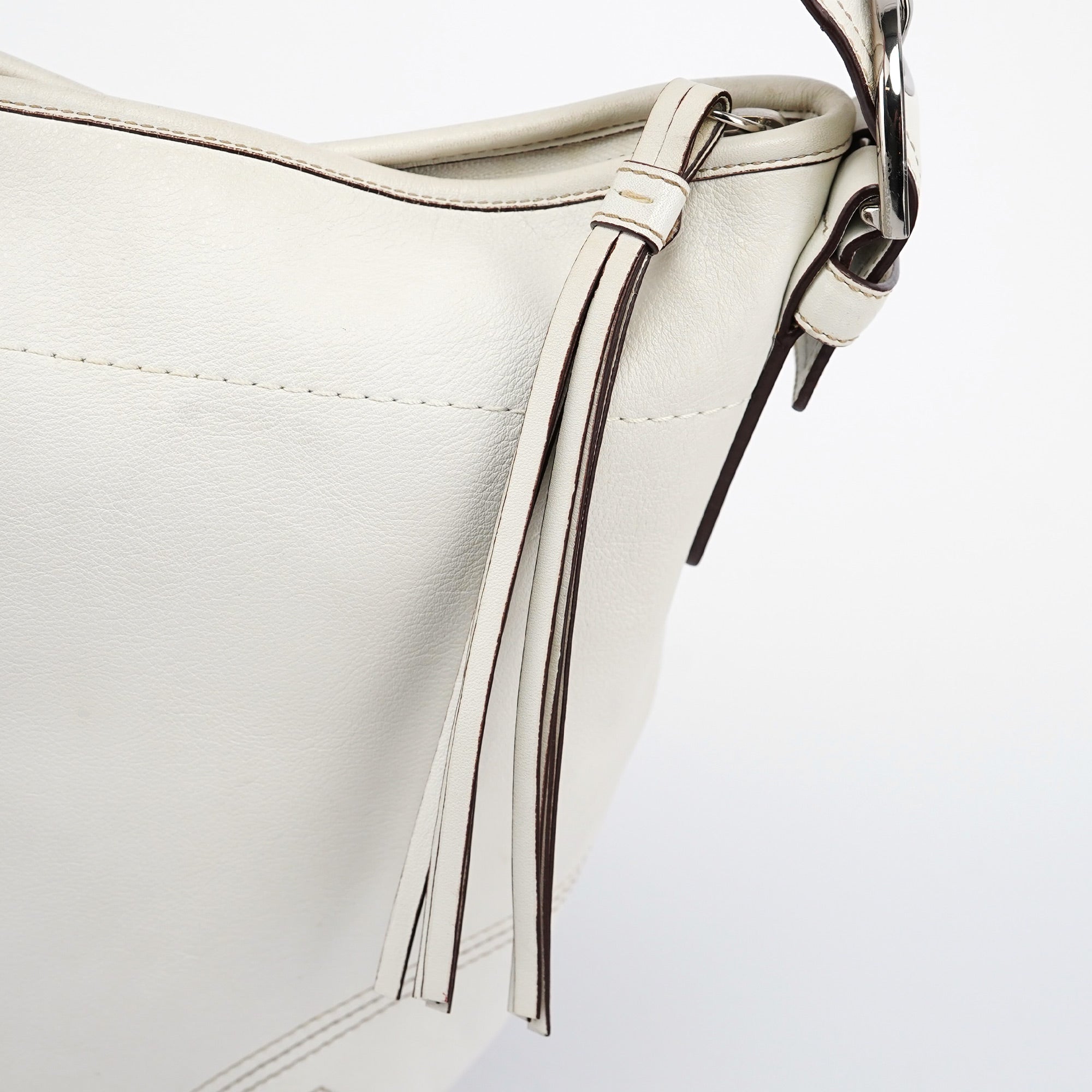 Coach White Leather Crescent Hobo Shoulder Bag