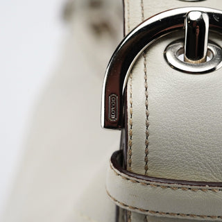 Coach White Leather Crescent Hobo Shoulder Bag