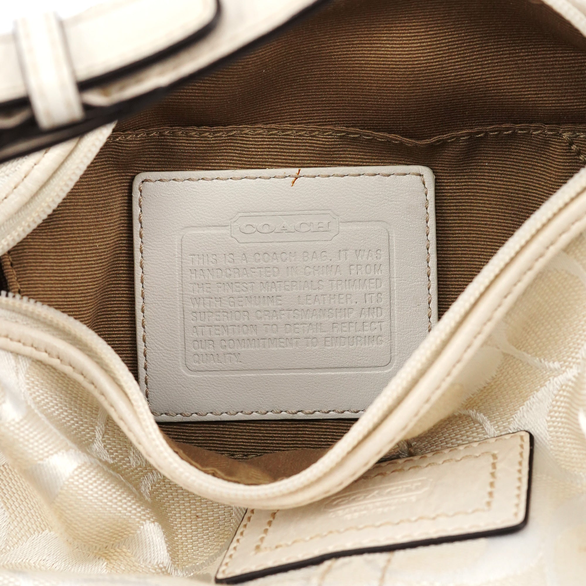 Coach White Signature Canvas Mini Hobo Bag