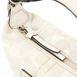 Coach White Signature Canvas Mini Hobo Bag