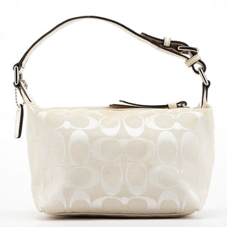 Coach White Signature Canvas Mini Hobo Bag