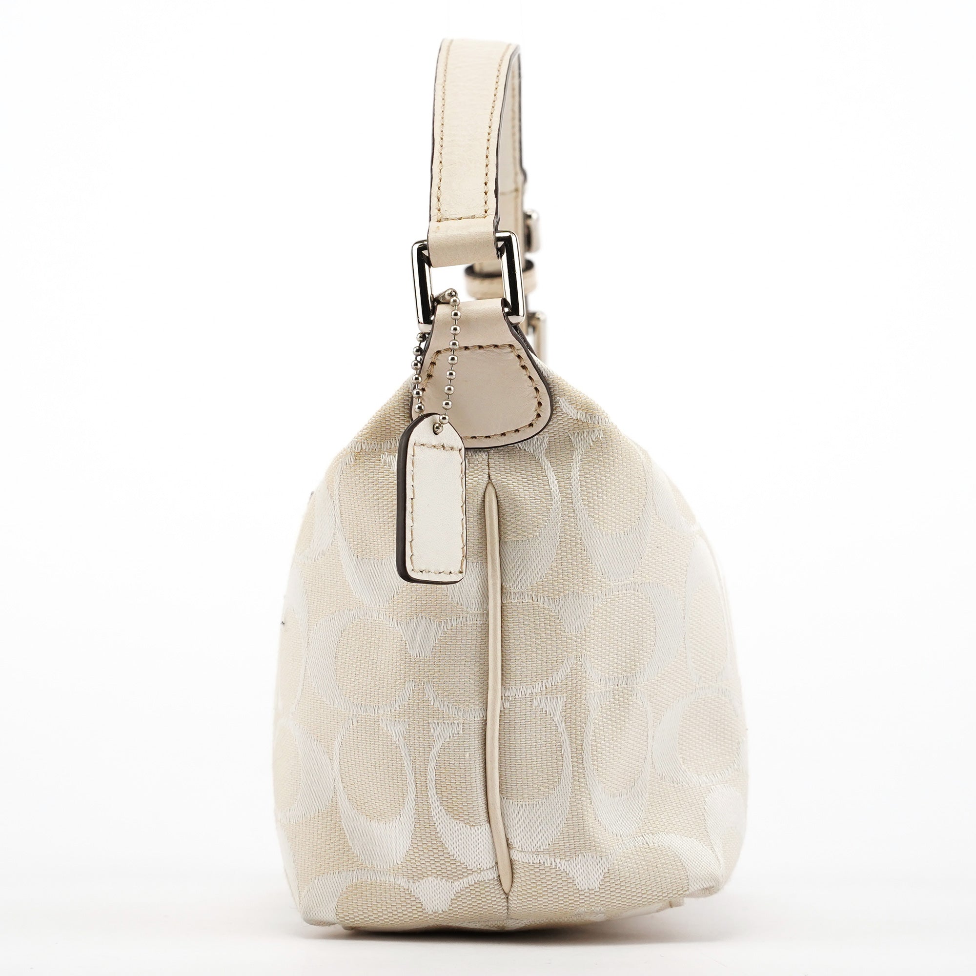 Coach White Signature Canvas Mini Hobo Bag