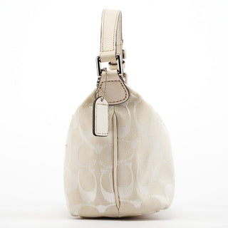 Coach White Signature Canvas Mini Hobo Bag