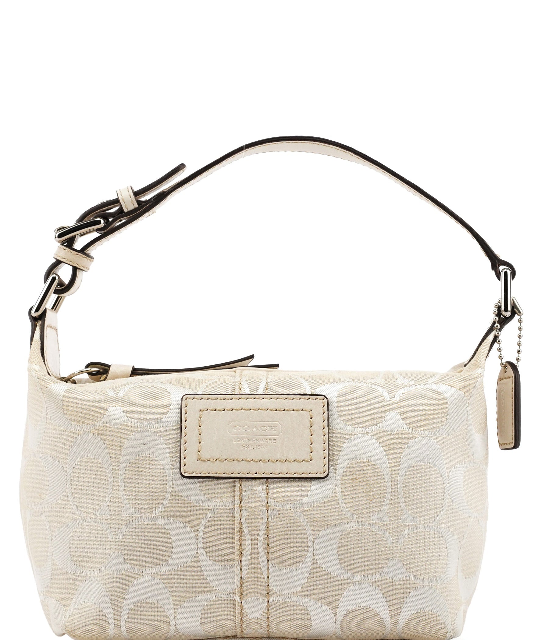 Coach White Signature Canvas Mini Hobo Bag