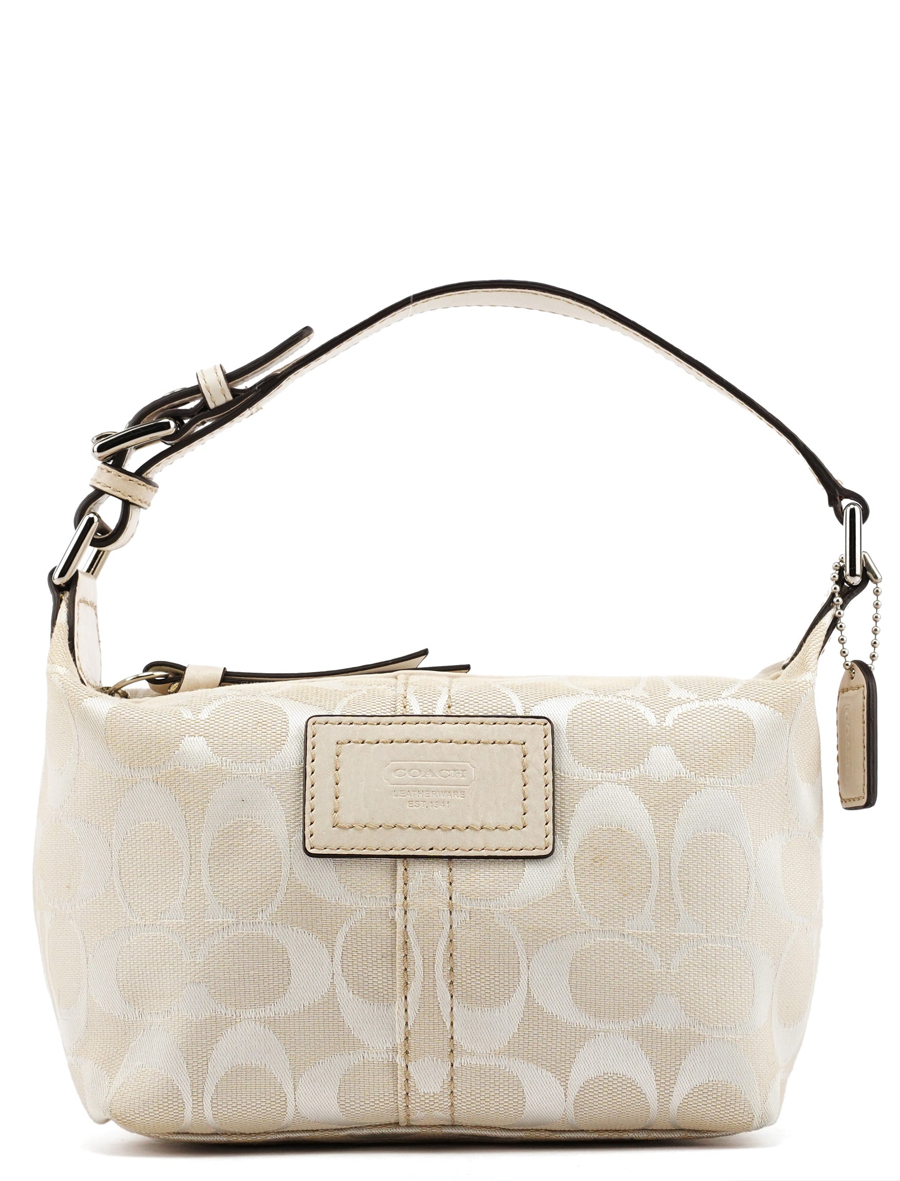 Coach White Signature Canvas Mini Hobo Bag