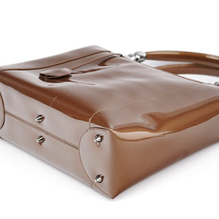 Dior Brown Patent Leather Lady Dior Tote Bag