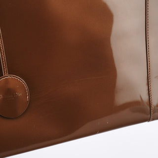 Dior Brown Patent Leather Lady Dior Tote Bag