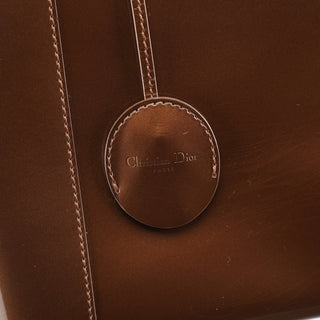 Dior Brown Patent Leather Lady Dior Tote Bag