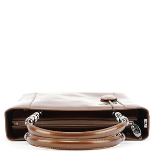 Dior Brown Patent Leather Lady Dior Tote Bag