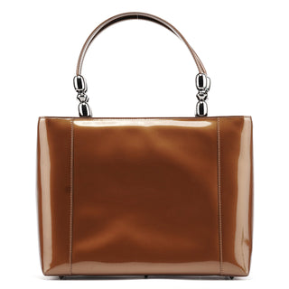 Dior Brown Patent Leather Lady Dior Tote Bag