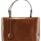 Dior Brown Patent Leather Lady Dior Tote Bag