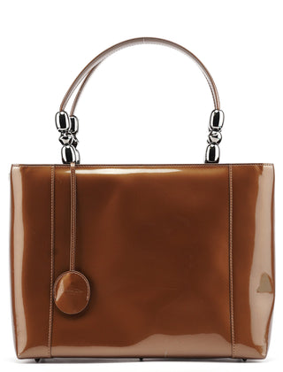 Dior Brown Patent Leather Lady Dior Tote Bag