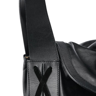Dolce & Gabban Black Calfskin Leather Horn Hobo Bag