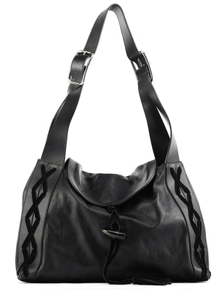 Dolce & Gabban Black Calfskin Leather Horn Hobo Bag