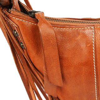 Dolce & Gabban Brown Leather Fringe Hobo Shoulder Bag