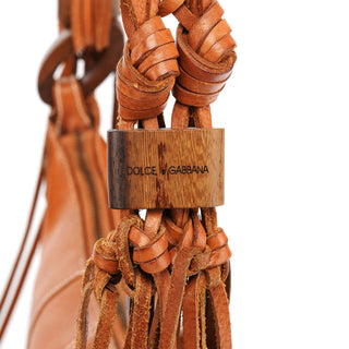 Dolce & Gabban Brown Leather Fringe Hobo Shoulder Bag