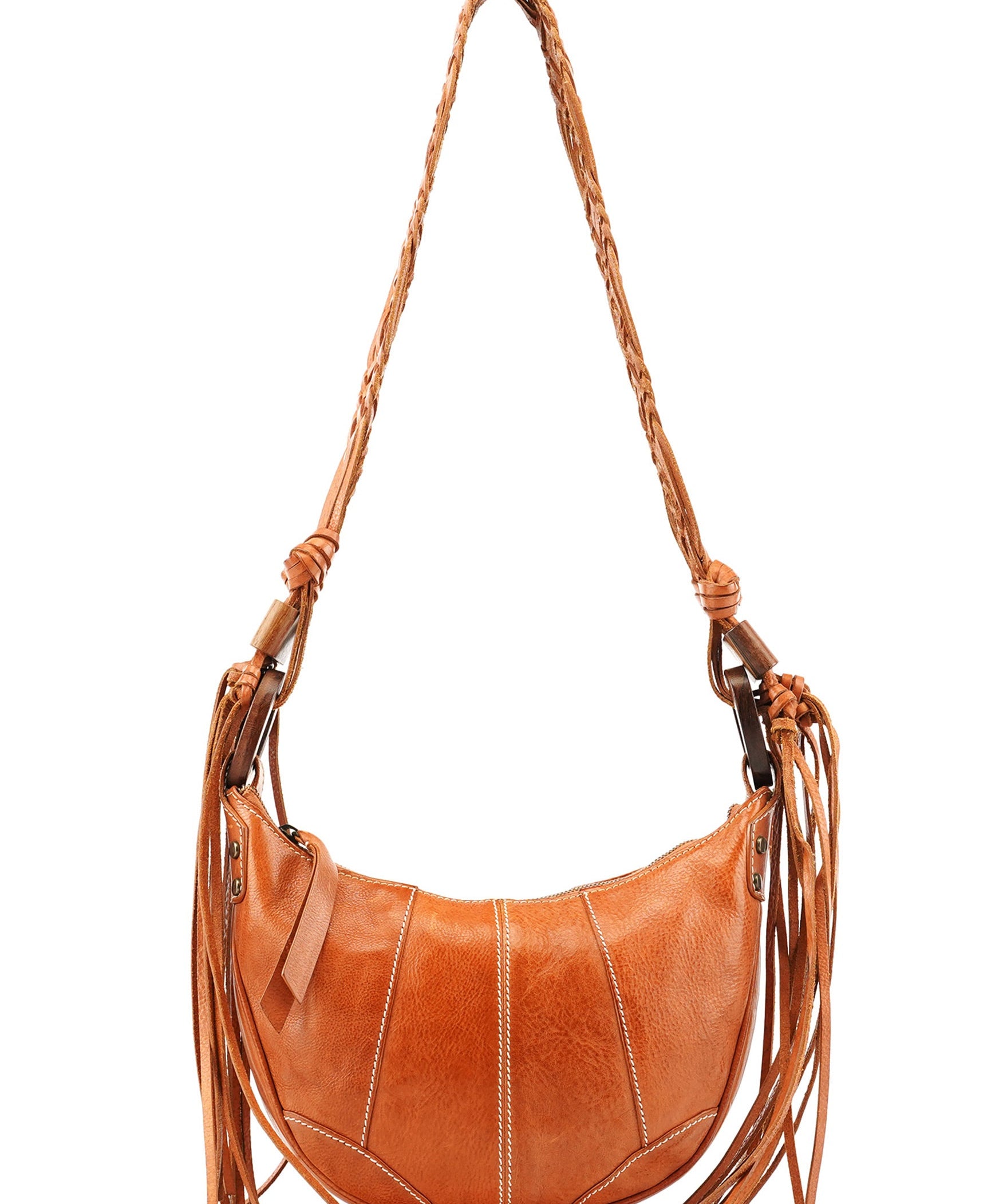 Dolce & Gabban Brown Leather Fringe Hobo Shoulder Bag