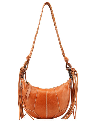 Dolce & Gabban Brown Leather Fringe Hobo Shoulder Bag