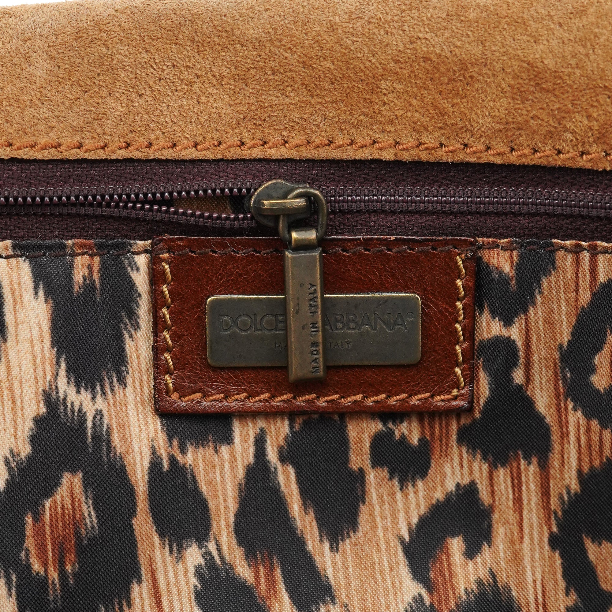 Dolce & Gabbana Sac cabas à boucles en daim beige et marron