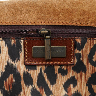 Dolce & Gabbana Beige Brown Suede Belt Tote Bag