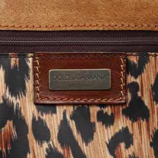Dolce & Gabbana Beige Brown Suede Belt Tote Bag
