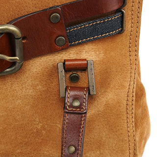Dolce & Gabbana Beige Brown Suede Belt Tote Bag