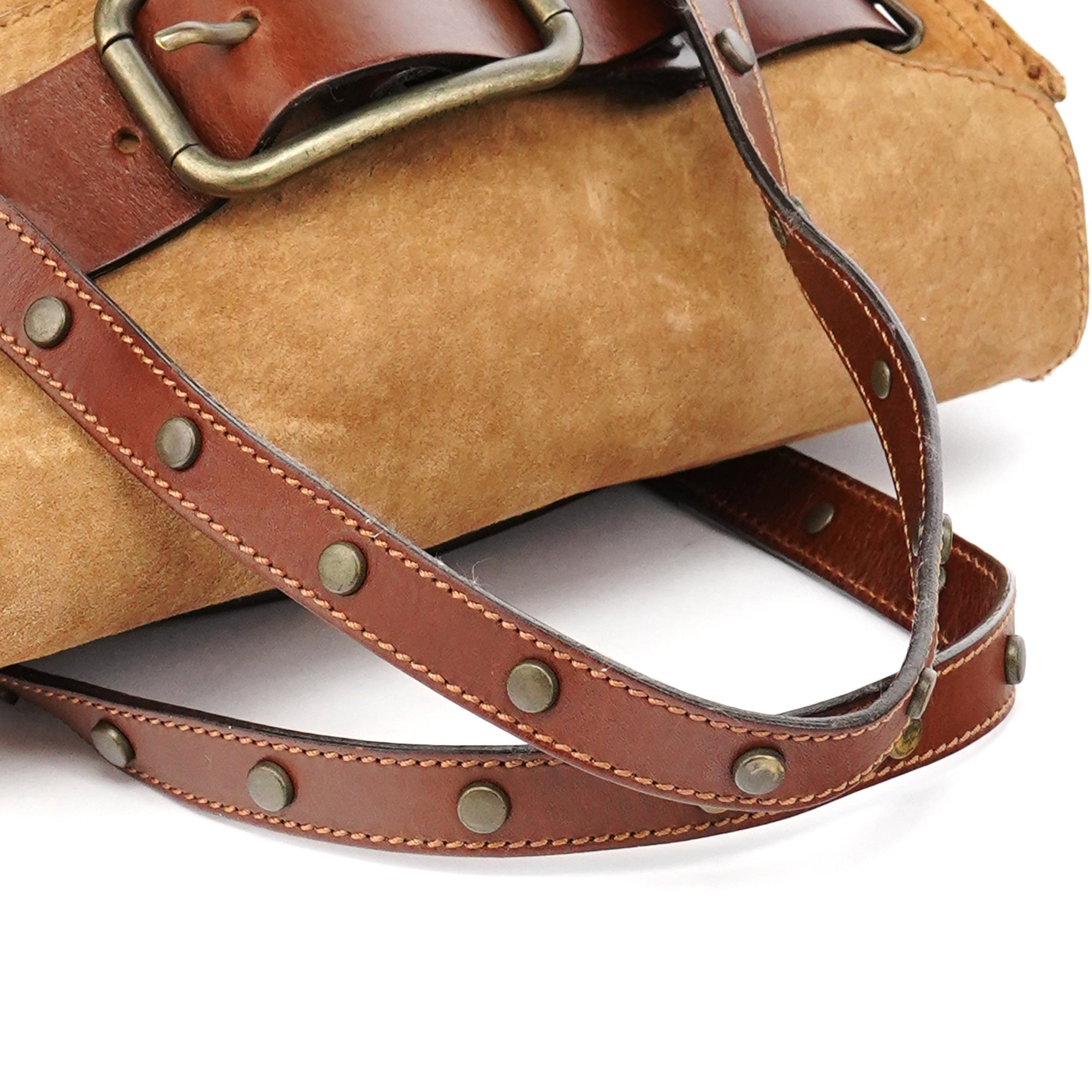 Dolce & Gabbana Sac cabas à boucles en daim beige et marron