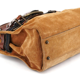 Dolce & Gabbana Beige Brown Suede Belt Tote Bag