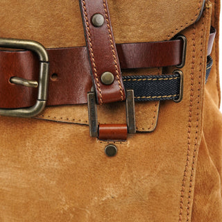 Dolce & Gabbana Beige Brown Suede Belt Tote Bag